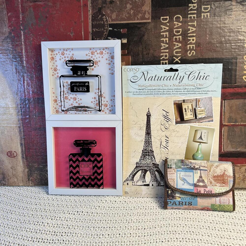 Chic Paris-Themed Relic Tri-Fold Wallet and Framed Art‎